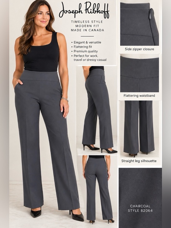 Joseph Ribkoff Pants - NWT Joseph Ribkoff Charcoal Straight Leg Dress Pants Size 8 Style 82064